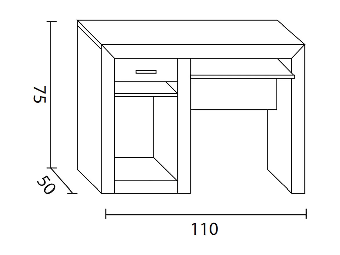 Bureau avec plateau en pin massif coloris cerisier - L. 110 x P. 50 x H. 75 cm