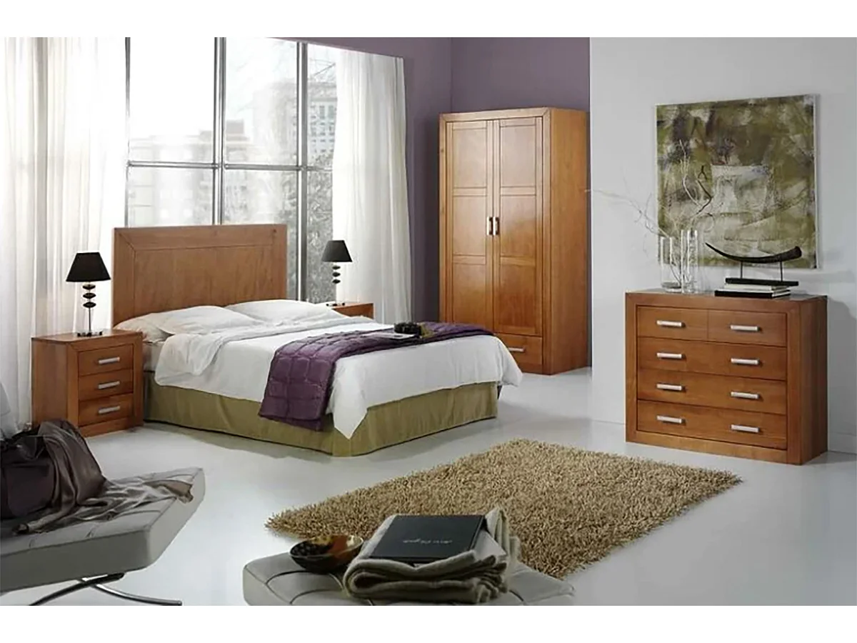 Armoire meuble de rangement en pin massif coloris cerisier - L. 105 x P. 55 x H. 200 cm