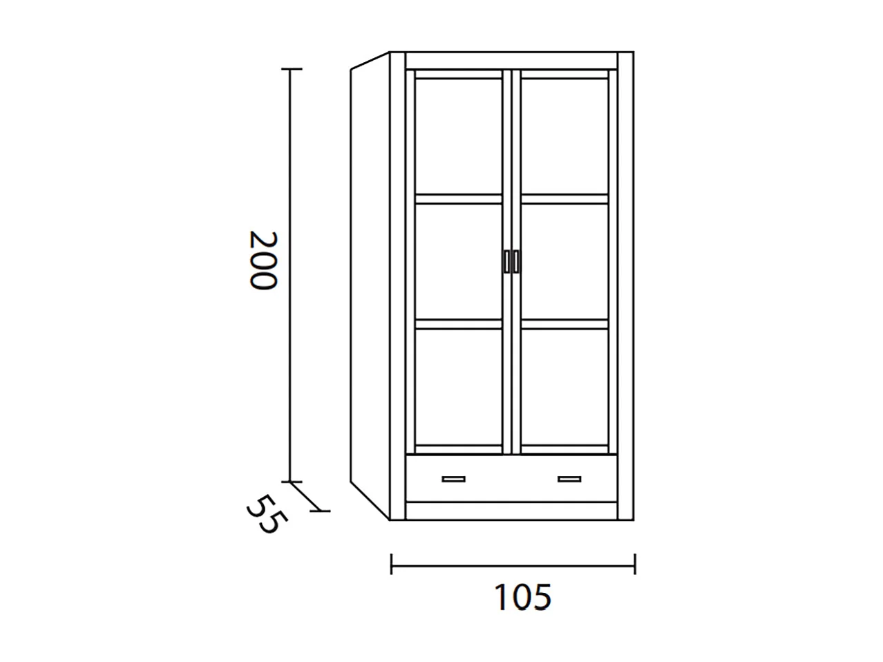 Armoire meuble de rangement en pin massif coloris cerisier - L. 105 x P. 55 x H. 200 cm