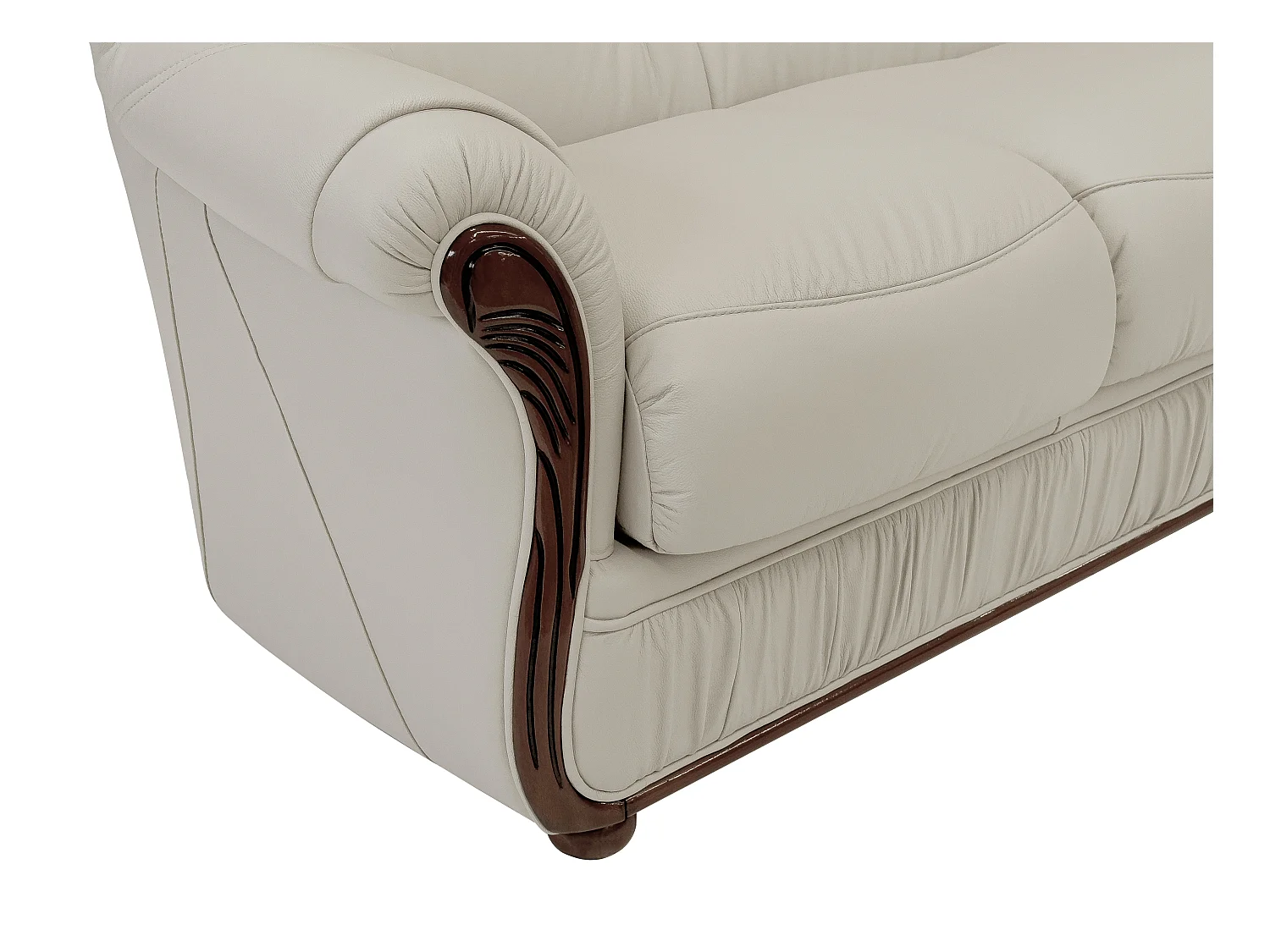 Ledersofa 3-Sitzer & Ledersessel - Büffelleder - Elfenbeinfarben - DAPHNE