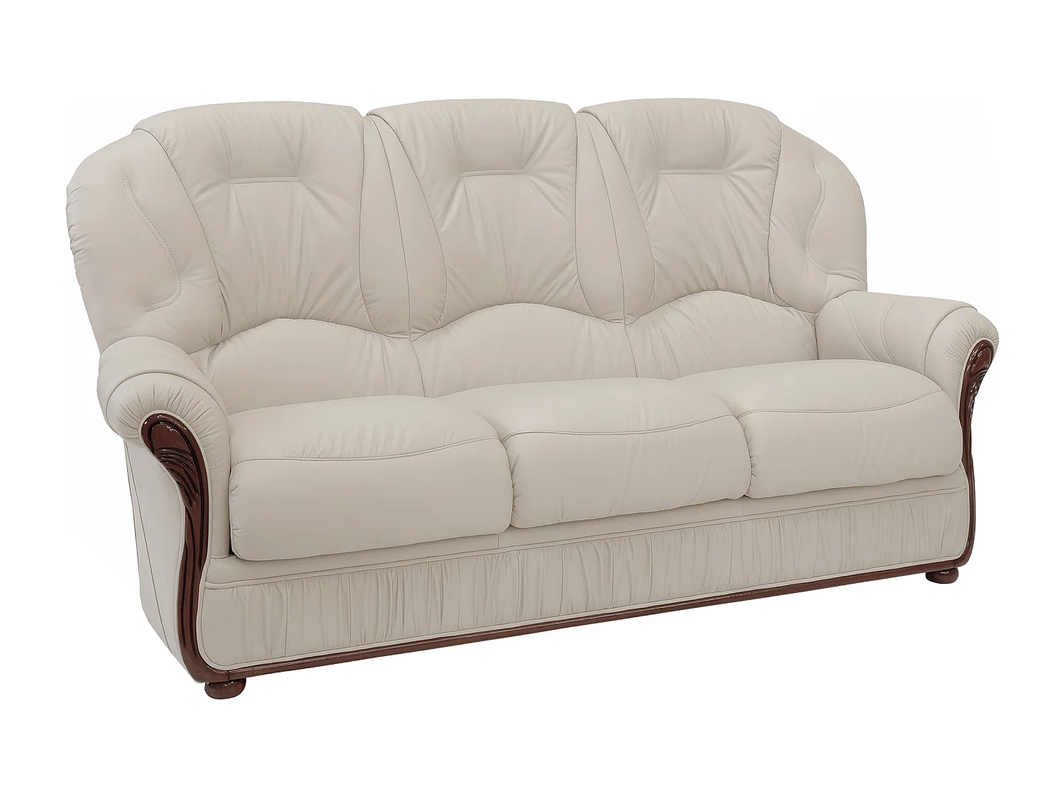 Canapé 3 places et fauteuil 100% cuir de buffle ivoire DAPHNE