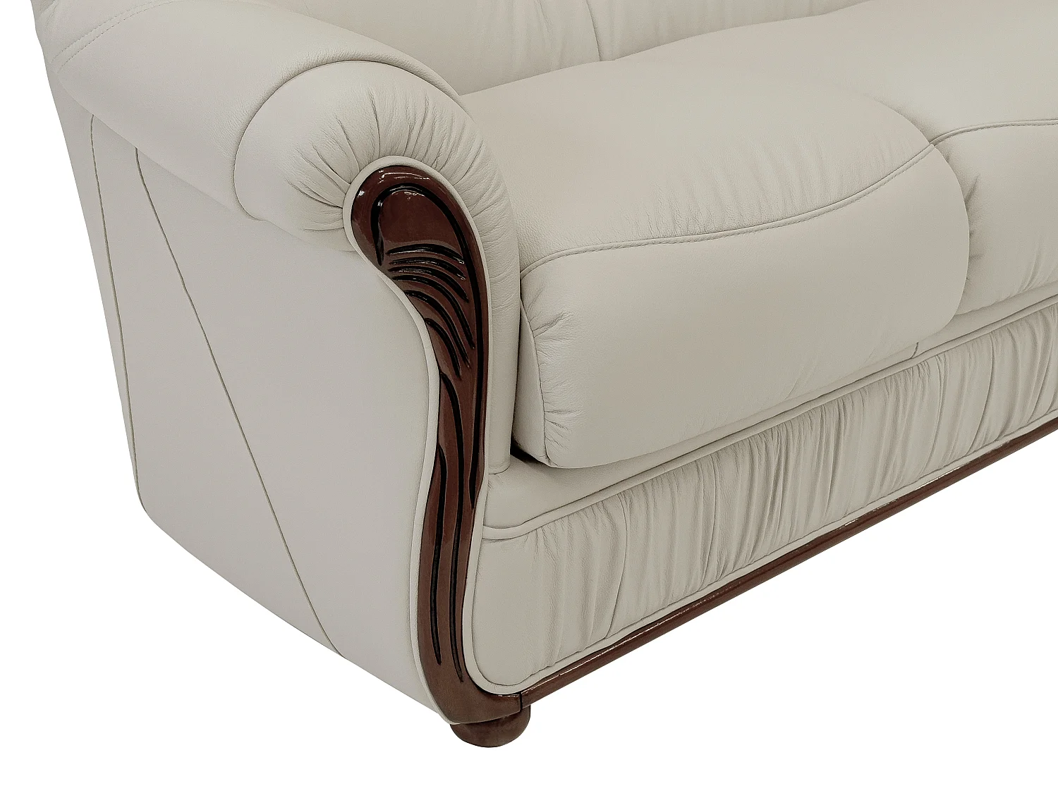 Canapé 3 places et fauteuil 100% cuir de buffle ivoire DAPHNE