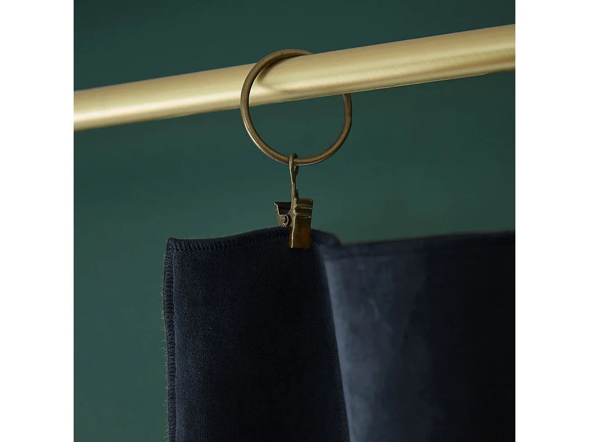 HARRIS - Rideau Ajustable 140x270cm Velours de Coton Bleu nuit + 8 Anneaux Pince