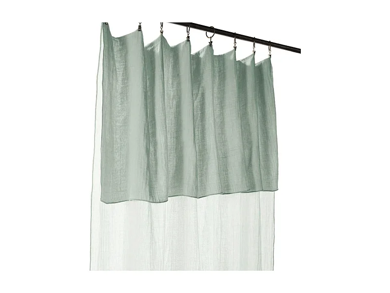 OUREA - Rideau Ajustable 140x300 cm Gaze de Coton Eucalyptus + 8 Anneaux Pince