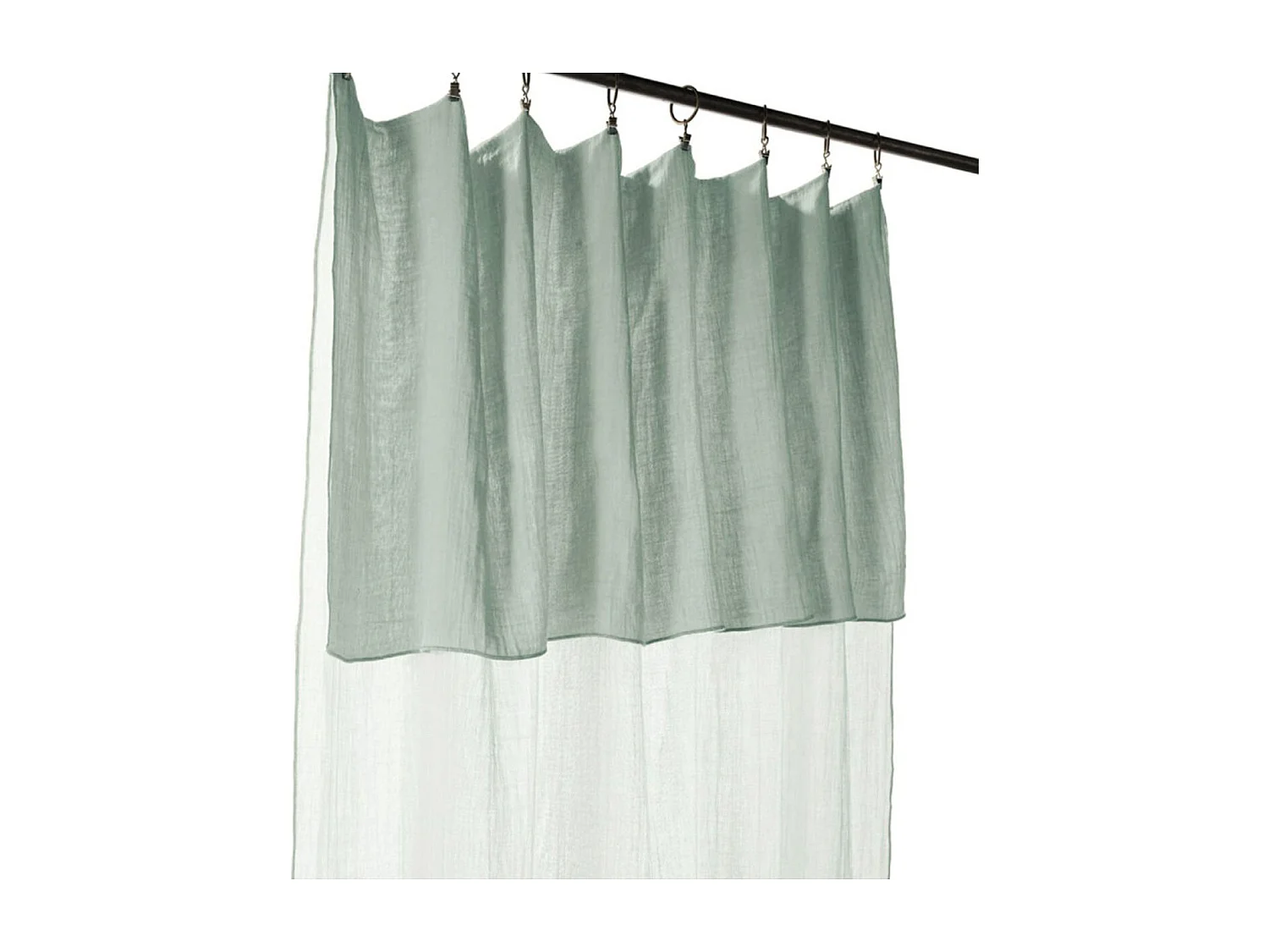 OUREA - Rideau Ajustable 140x300 cm Gaze de Coton Eucalyptus + 8 Anneaux Pince