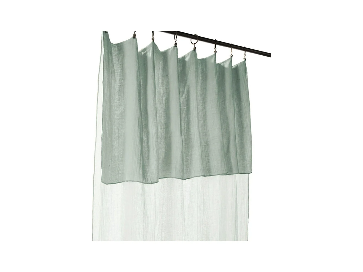 OUREA - Rideau Ajustable 140x300 cm Gaze de Coton Eucalyptus + 8 Anneaux Pince