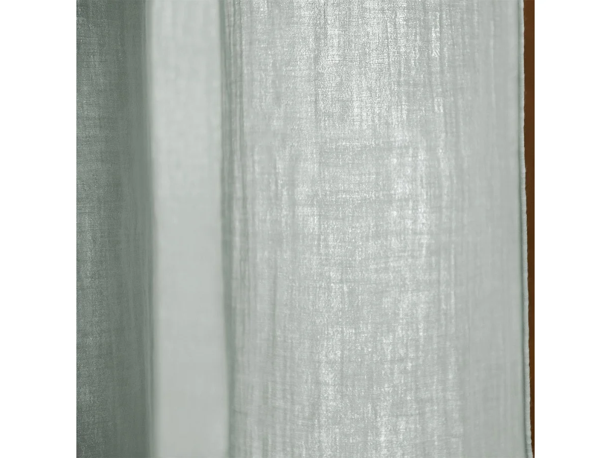 OUREA - Rideau Ajustable 140x300 cm Gaze de Coton Eucalyptus + 8 Anneaux Pince