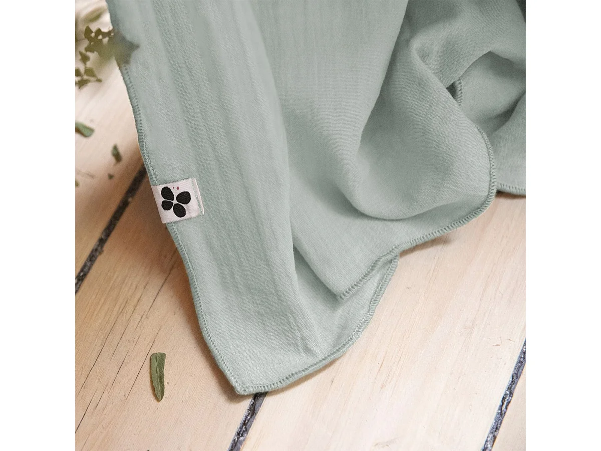 OUREA - Rideau Ajustable 140x300 cm Gaze de Coton Eucalyptus + 8 Anneaux Pince