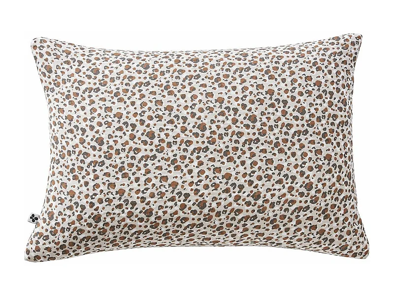 SOLENE - Taie d'Oreiller 50x70cm Gaze de Coton Imprimé Tâcheté Beige