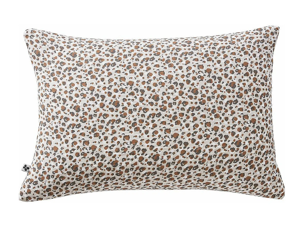 SOLENE - Taie d'Oreiller 50x70cm Gaze de Coton Imprimé Tâcheté Beige