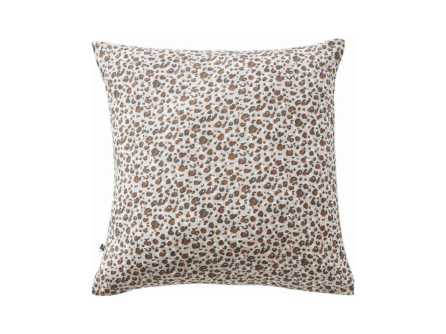 SOLENE - Taie d'Oreiller 60x60cm Gaze de Coton Imprimé Tâcheté Beige