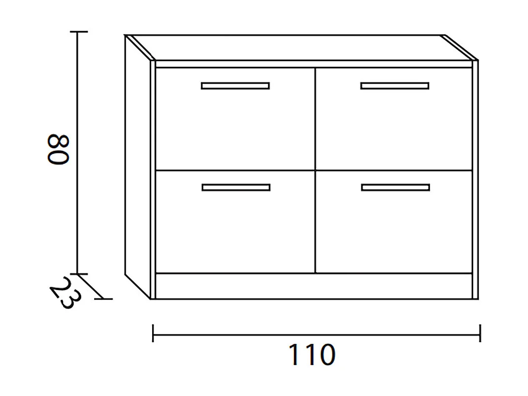 Commode Meuble à chaussures en pin massif coloris noyer - L. 110 x P. 23 x H. 80 cm