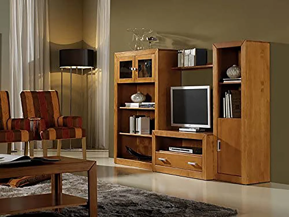 Étagère murale en pin massif coloris cerisier - L. 100 x P. 20 x H. 18 cm