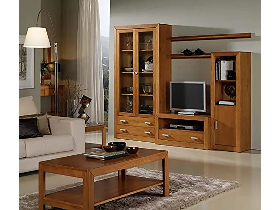 Étagère murale en pin massif coloris cerisier - L. 100 x P. 20 x H. 18 cm