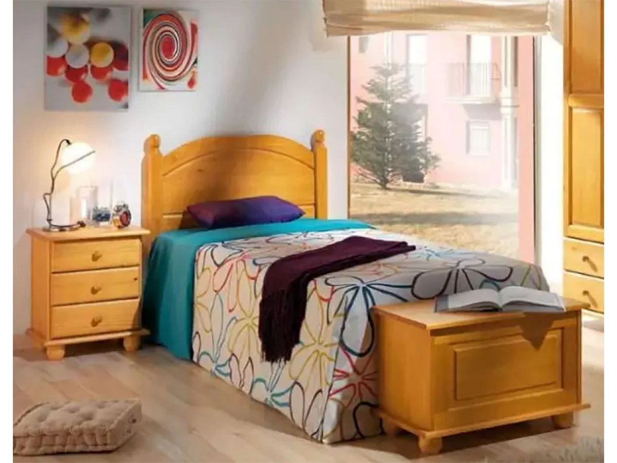 Coffre de rangement enfant en pin massif coloris naturel - L. 70 x P. 39 x H. 46 cm