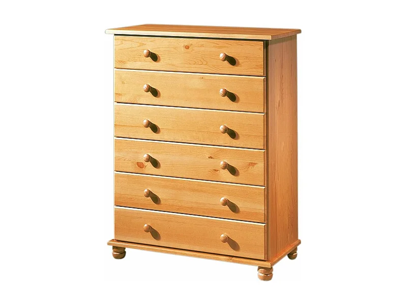 Commode / Meuble de rangement en pin massif coloris Miel - L. 78 x P. 38 x H. 100 cm