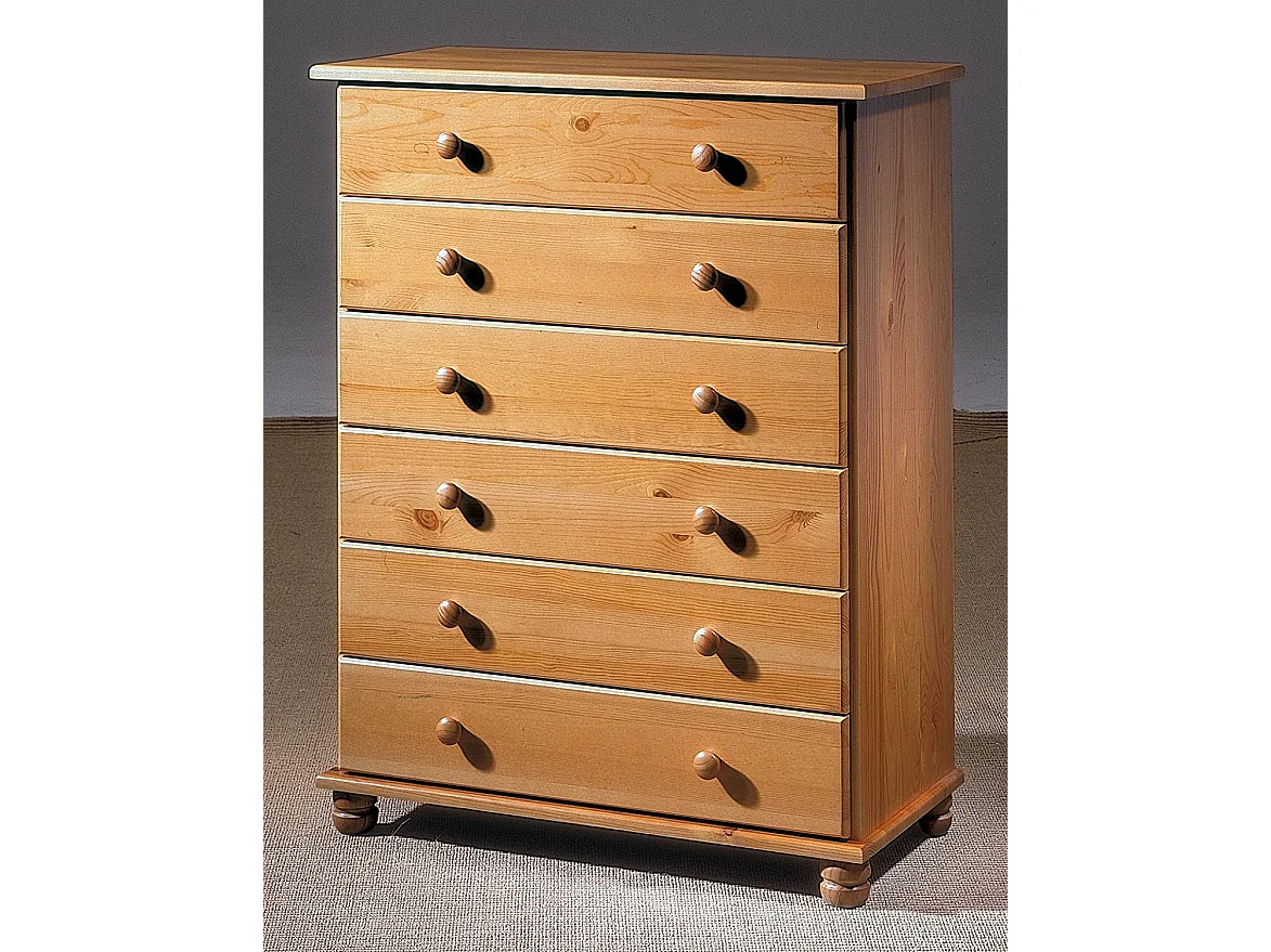 Commode / Meuble de rangement en pin massif coloris Miel - L. 78 x P. 38 x H. 100 cm