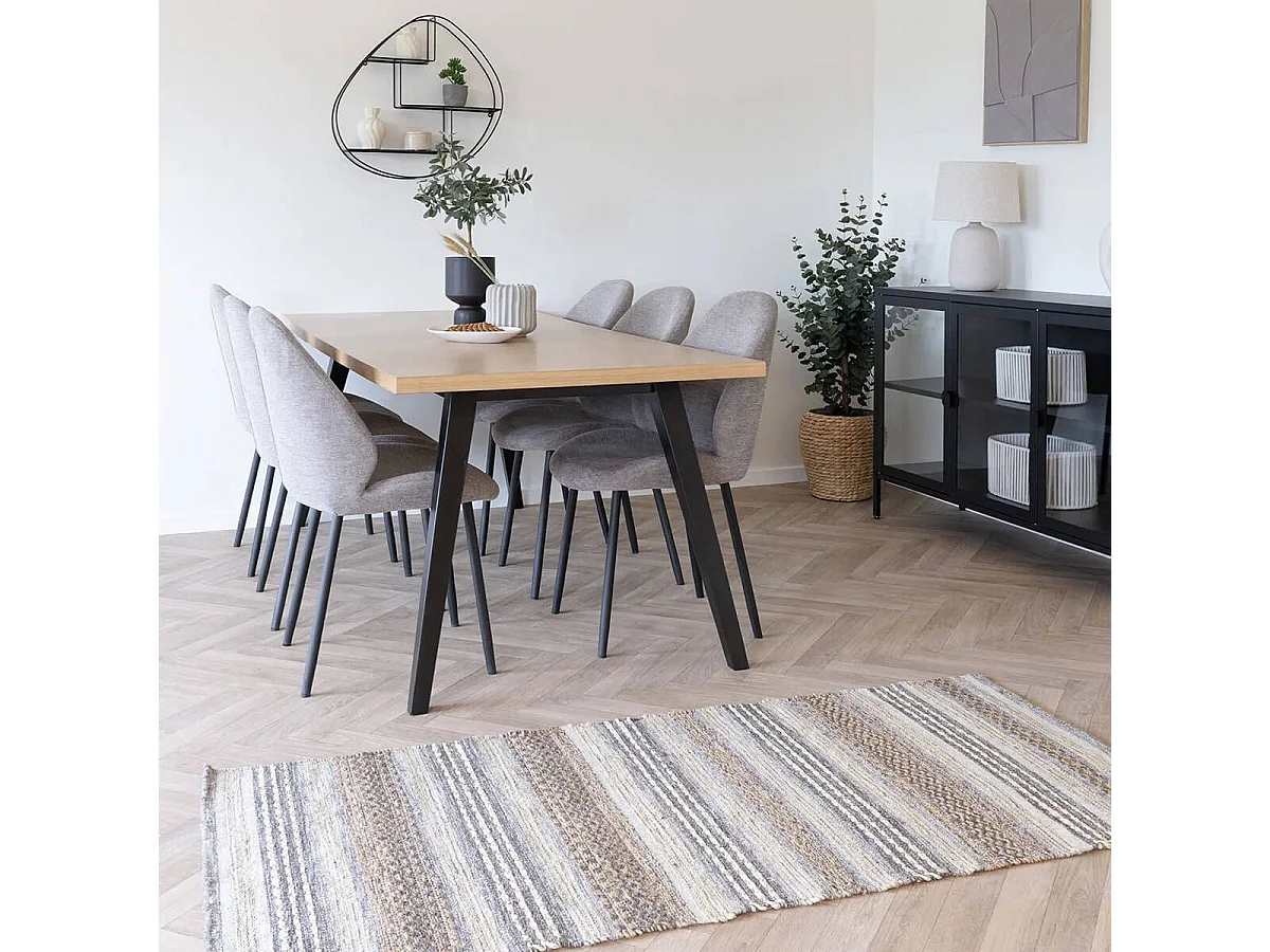 GUISPO - Tapis de couloir Jute et Laine Tissé à la Main 80x180 cm Beige et Marron