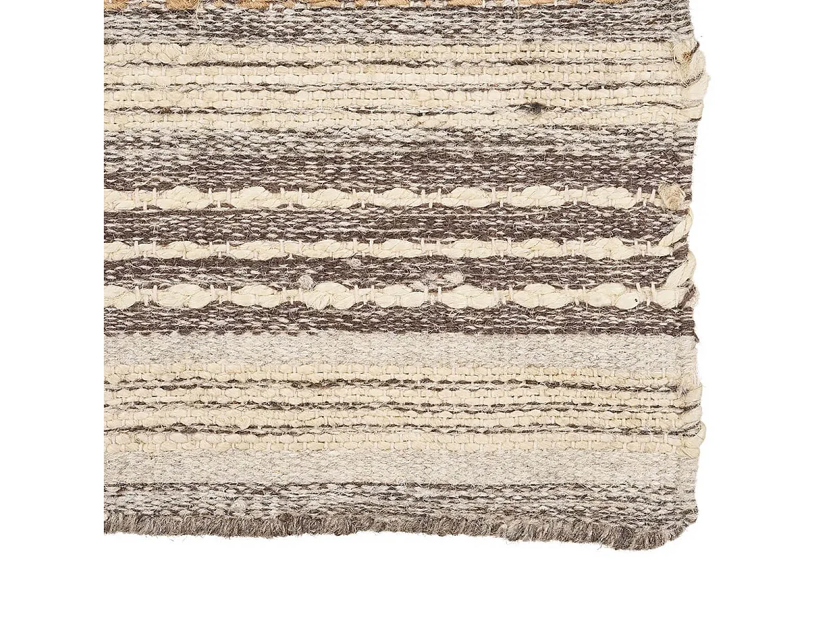 GUISPO - Tapis de couloir Jute et Laine Tissé à la Main 80x180 cm Beige et Marron