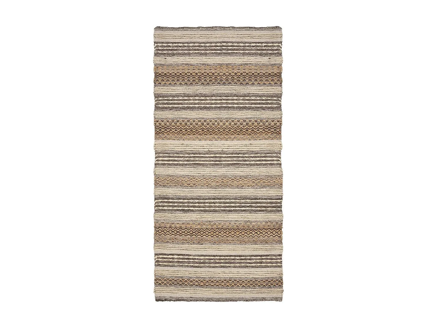 GUISPO - Tapis de couloir Jute et Laine Tissé à la Main 80x180 cm Beige et Marron