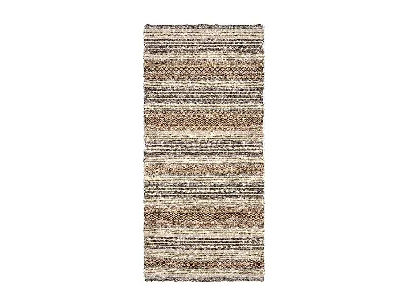 GUISPO - Tapis de couloir Jute et Laine Tissé à la Main 80x180 cm Beige et Marron