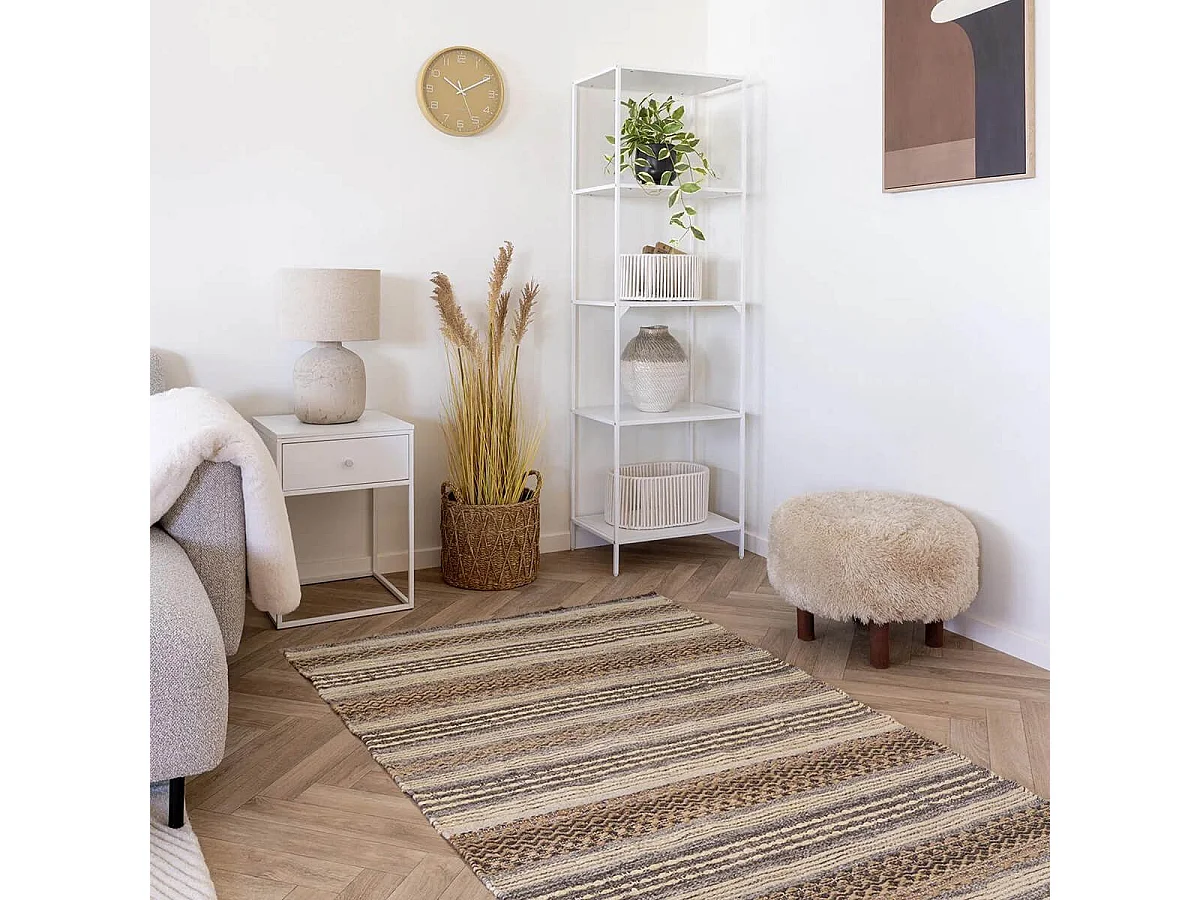 GUISPO - Tapis Jute et Laine Tissé à la Main 200x300 cm Beige et Marron