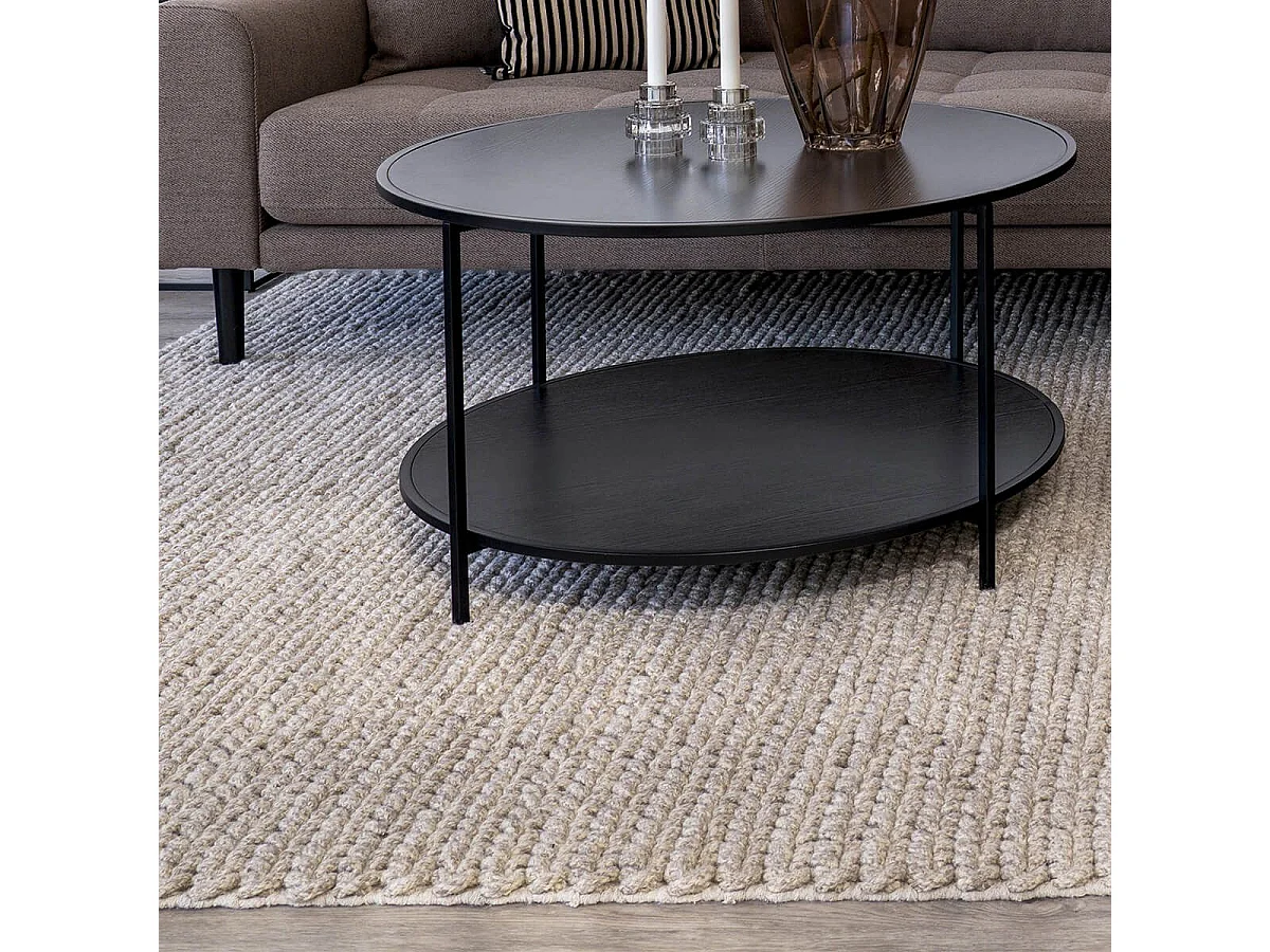 MUNDY - Tapis Laine et Coton Tissé à la Main 200x300 cm Greige