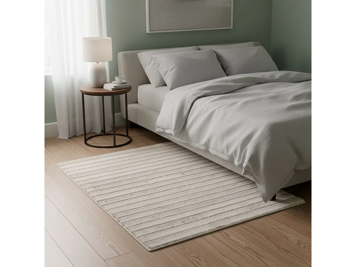 MALAG - Tapis d'entrée Laine et Coton Touffeté à la Main 60x90 cm Beige