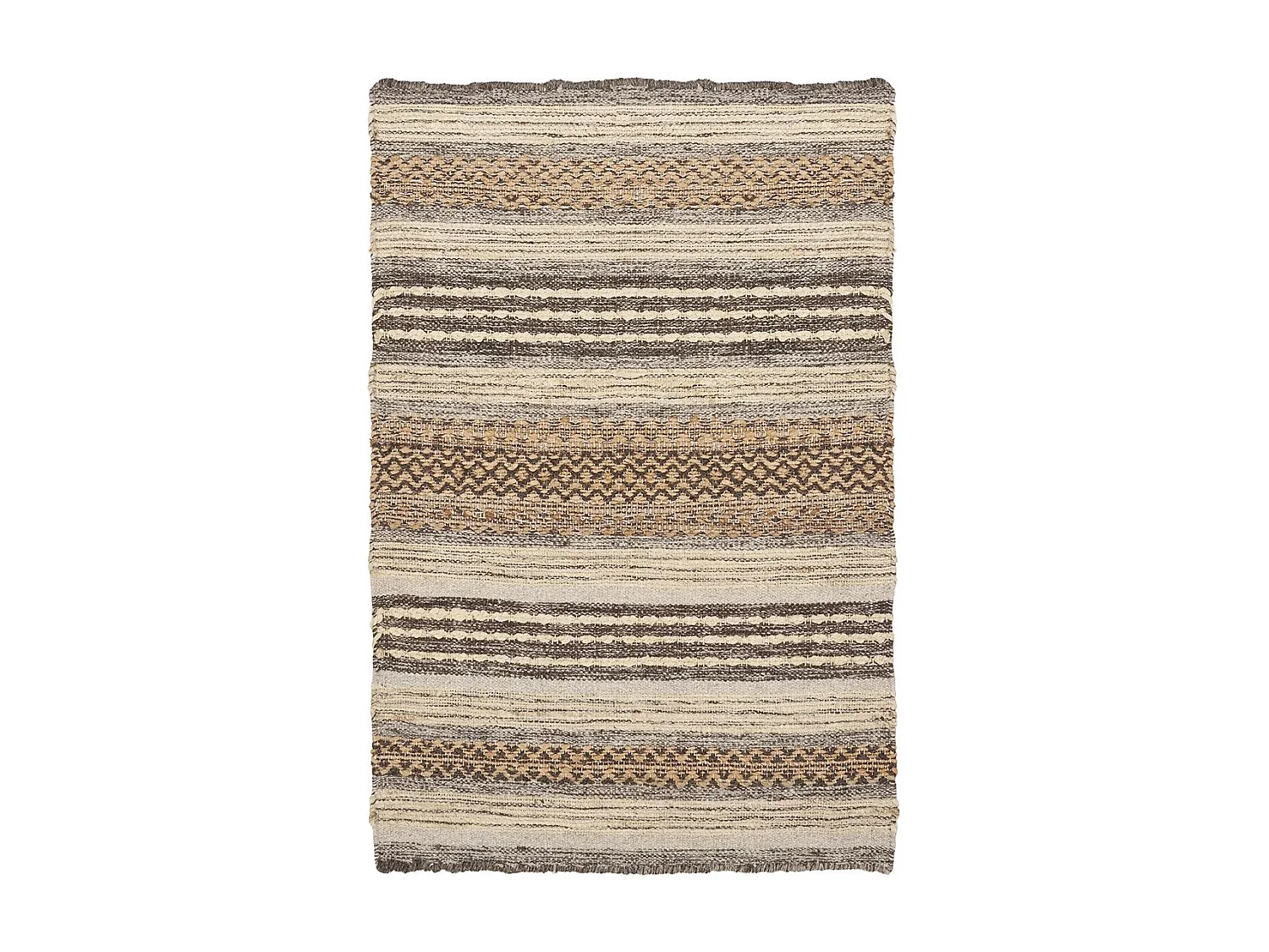 GUISPO - Tapis d'entrée Jute et Laine Tissé à la Main 60x90 cm Beige et Marron