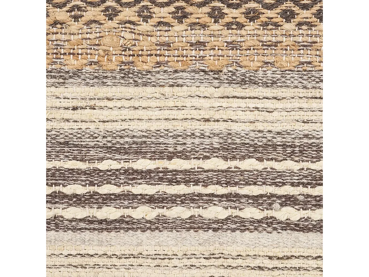 GUISPO - Tapis d'entrée Jute et Laine Tissé à la Main 60x90 cm Beige et Marron