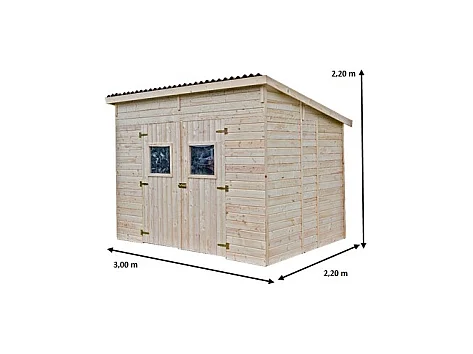 ABP1- Abri, Epicéa panneaux 16mm, 3.00 x 2.20, 6.60m²