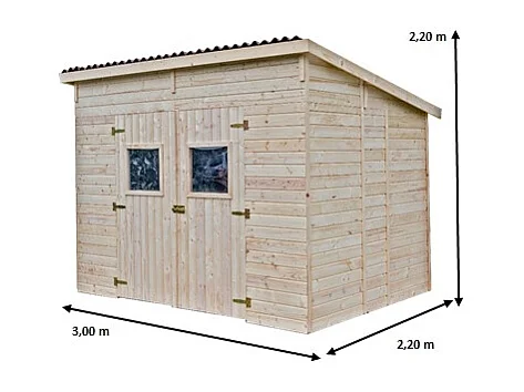 ABP1- Abri, Epicéa panneaux 16mm, 3.00 x 2.20, 6.60m²