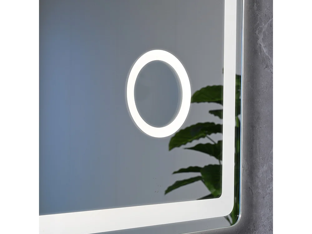 Miroir salle de bain LED 50x70cm anti buée avec LED 3 couleurs et loupe x3 LB-3612