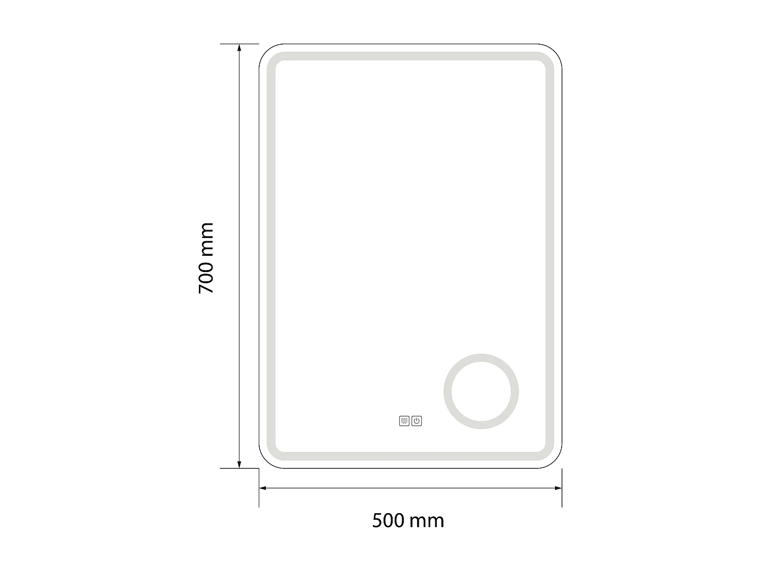 Miroir salle de bain LED 50x70cm anti buée avec LED 3 couleurs et loupe x3 LB-3612