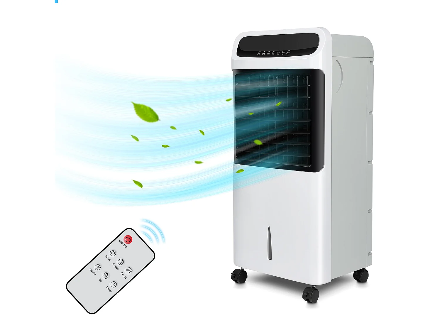 Rafraîchisseur d’Air, Humidificateur, Ventilateur, Minuterie 12 heures, Refroidisseur, Télécommande