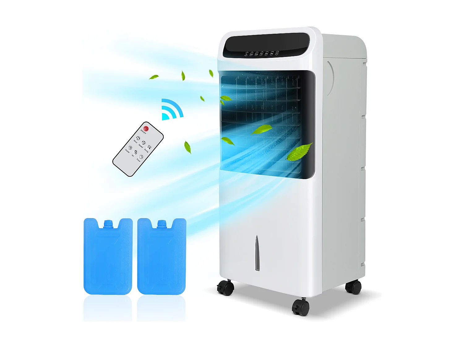 Rafraîchisseur d’Air, Humidificateur, Ventilateur, Minuterie 12 heures, Refroidisseur, Télécommande