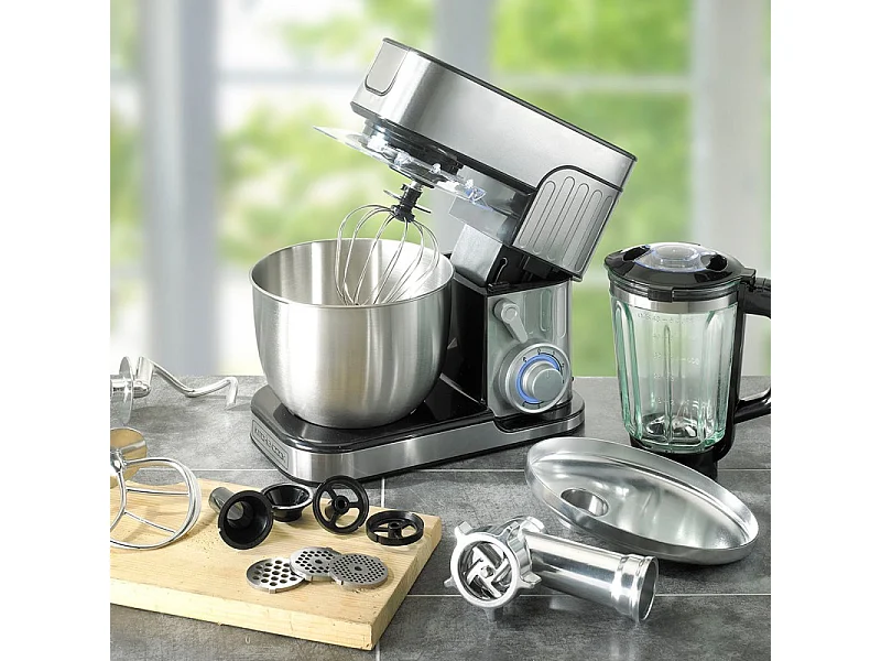 Robot Pétrin Inox 5.5l Avec Hachoir Antara Pro Kitchencook Gris