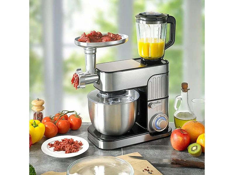 Robot Pétrin Inox 5.5l Avec Hachoir Antara Pro Kitchencook Gris