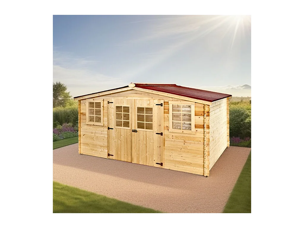 ABP17-Abri, Epicéa Madriers 28mm, 4.00x 5.00m, 20,00 m²