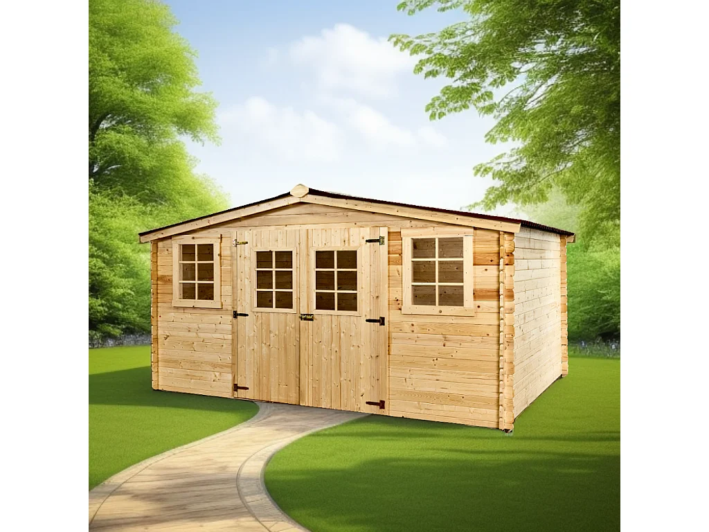 ABP17-Abri, Epicéa Madriers 28mm, 4.00x 5.00m, 20,00 m²