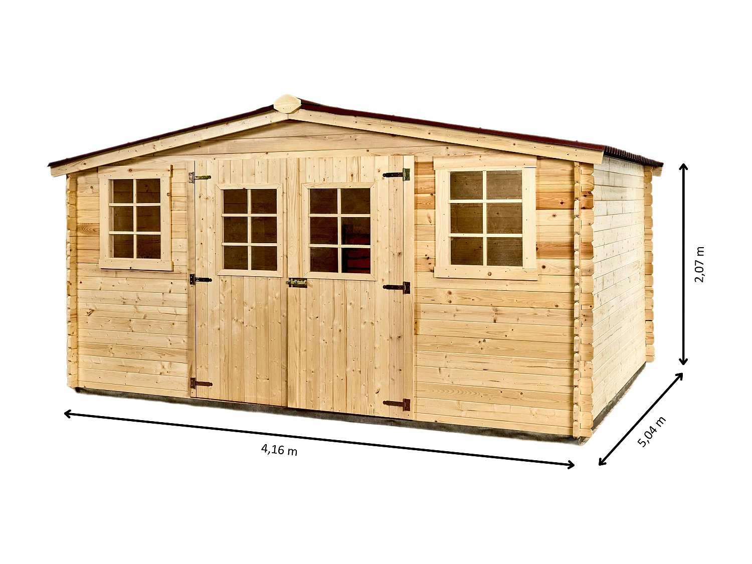 ABP17-Abri, Epicéa Madriers 28mm, 4.00x 5.00m, 20,00 m²