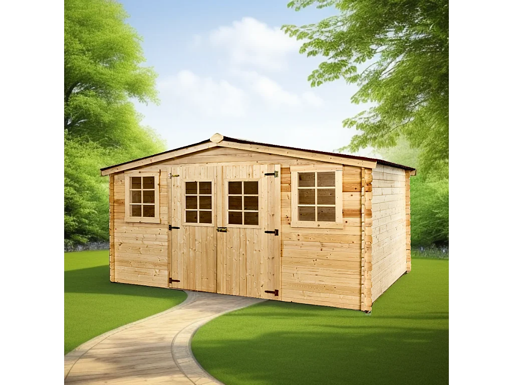 ABP17-Abri, Epicéa Madriers 28mm, 4.00x 5.00m, 20,00 m²