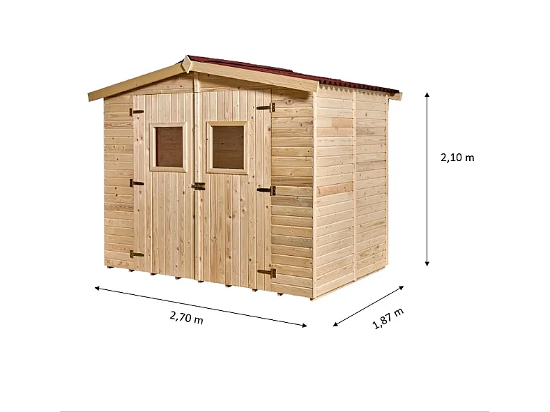 ABP9-Abri, Epicéa panneaux 16mm, 2.70 x 1.90m, 5.00m²