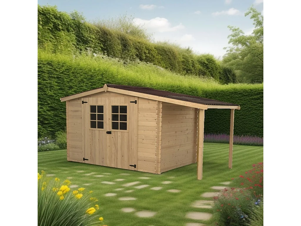 ABP19-Abri, Epicéa madriers 28mm, 4.60 x 2.00m, 9.49m²