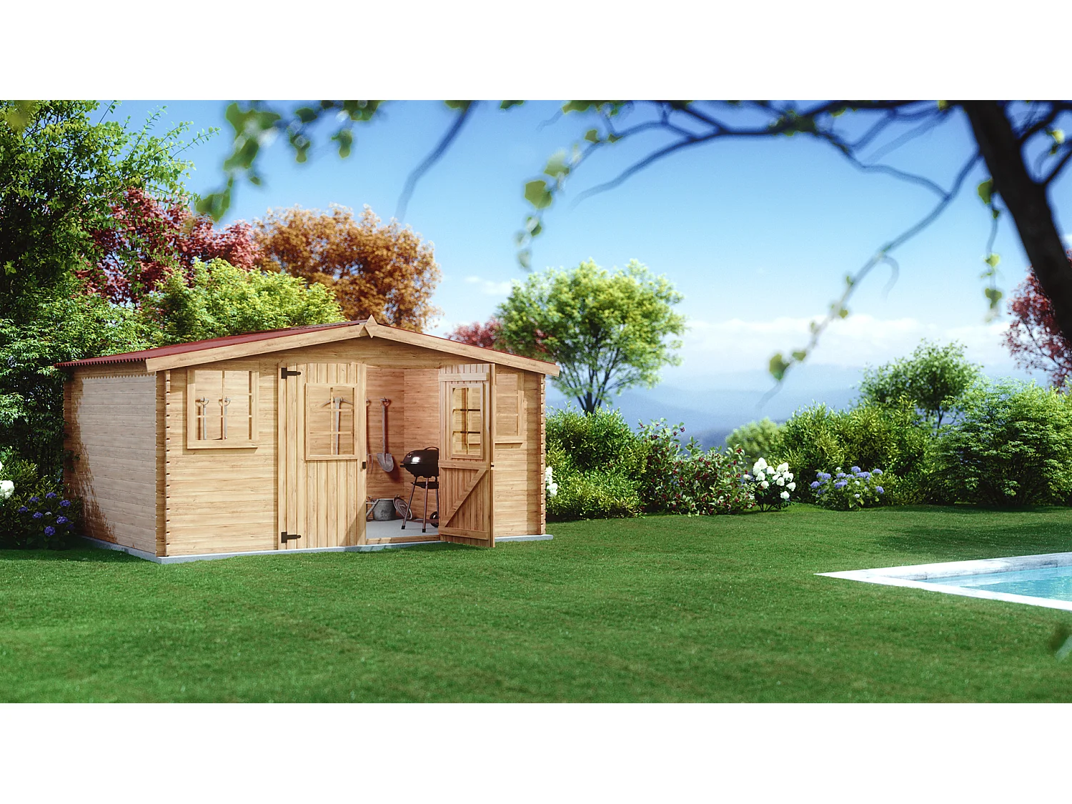 ABP15-Abri, Epicéa Madriers 28mm, 4.20 x 3.00m, 12.70m²