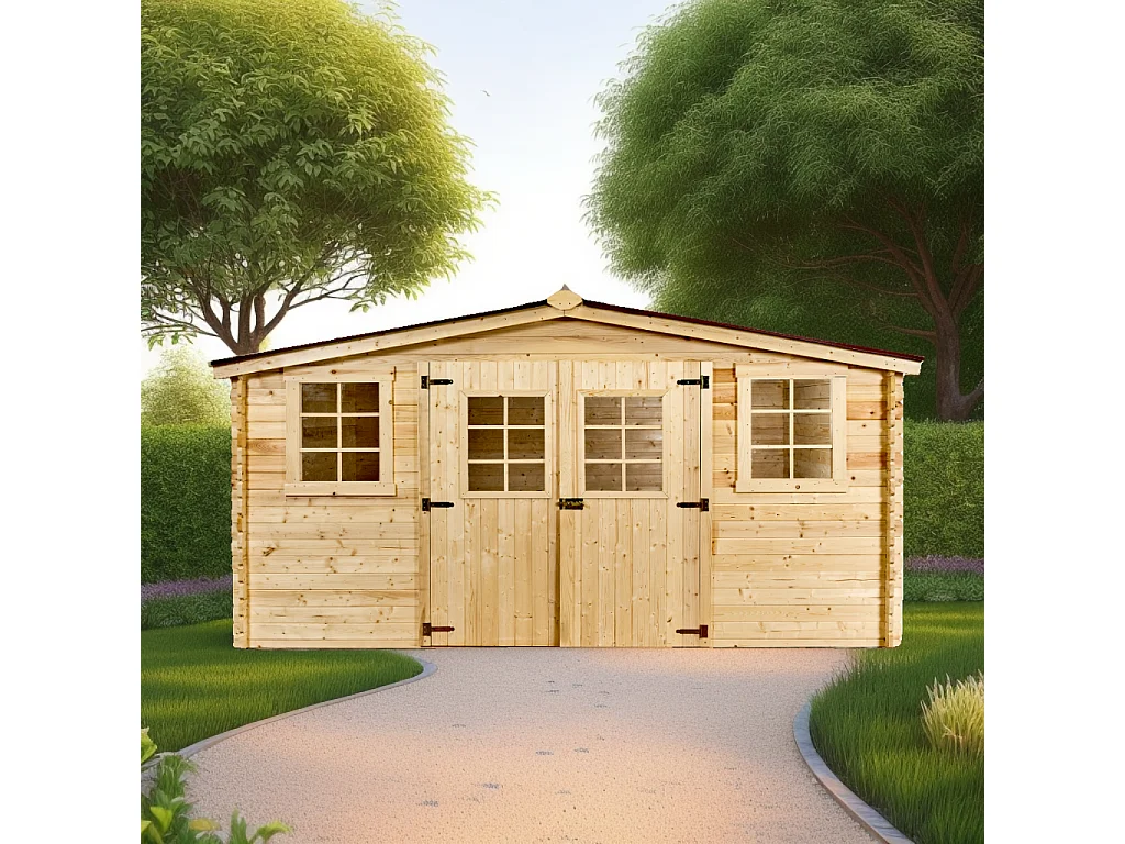 ABP15-Abri, Epicéa Madriers 28mm, 4.20 x 3.00m, 12.70m²