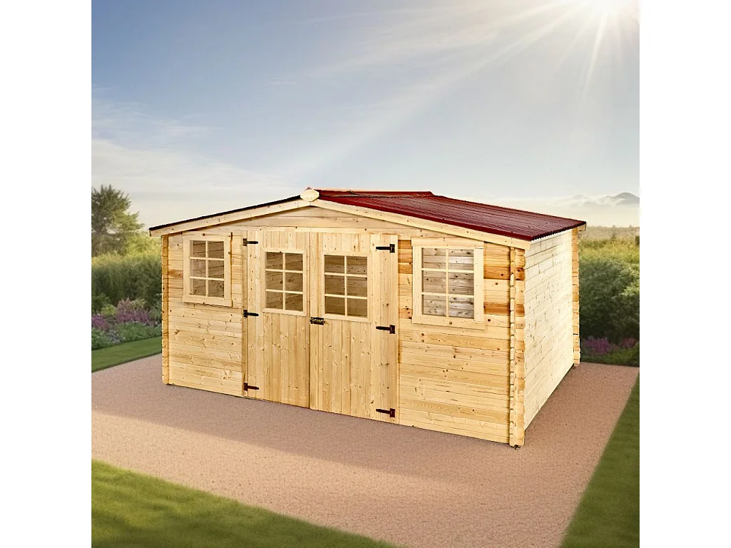 ABP15-Abri, Epicéa Madriers 28mm, 4.20 x 3.00m, 12.70m²