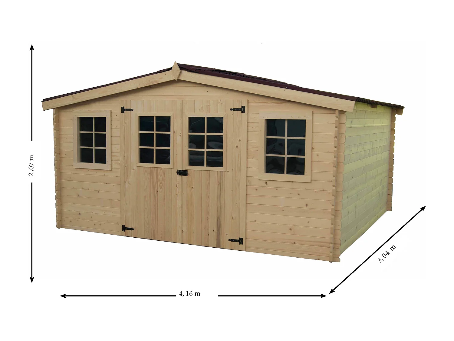 ABP15-Abri, Epicéa Madriers 28mm, 4.20 x 3.00m, 12.70m²