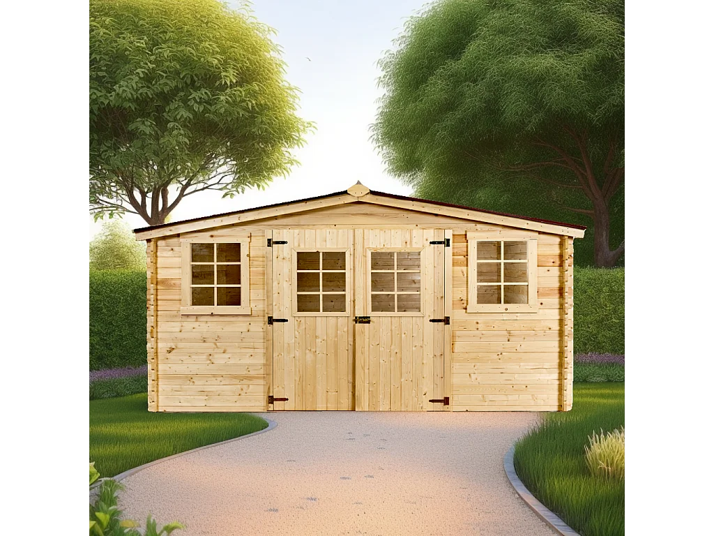 ABP15-Abri, Epicéa Madriers 28mm, 4.20 x 3.00m, 12.70m²