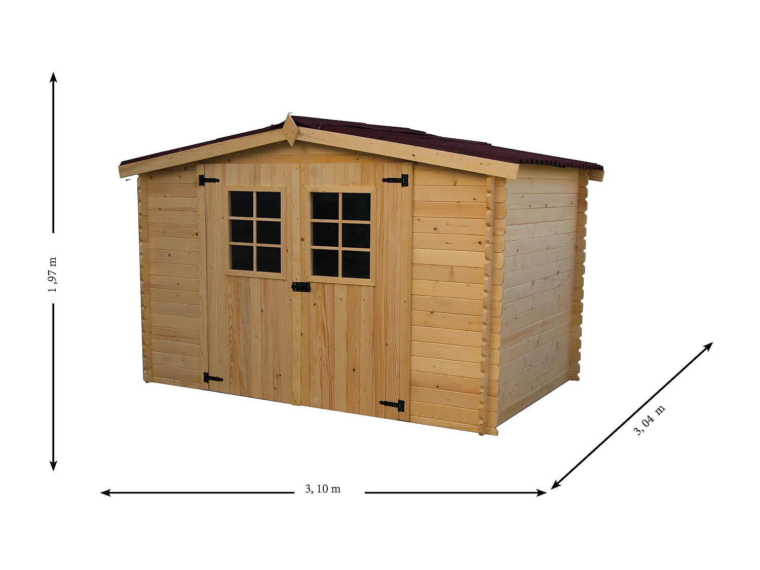 ABP14-Abri, Epicéa Madriers 20mm, 3.10 x 3.05m, 9.50m²